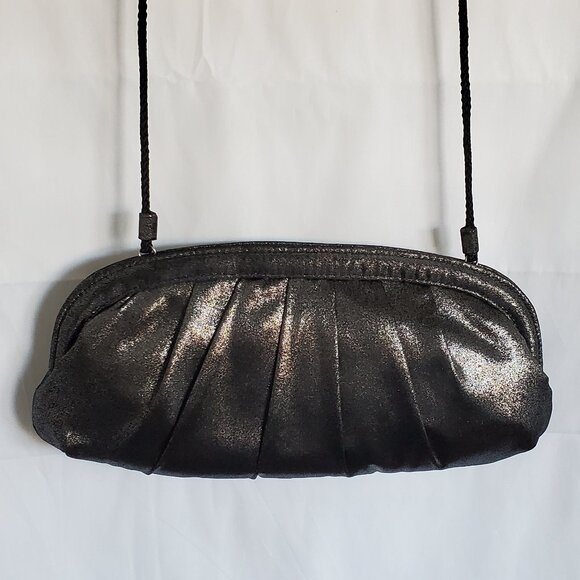 Clutch Purse by La Regale Shiny Gunmetal gray - Picture 1 of 10
